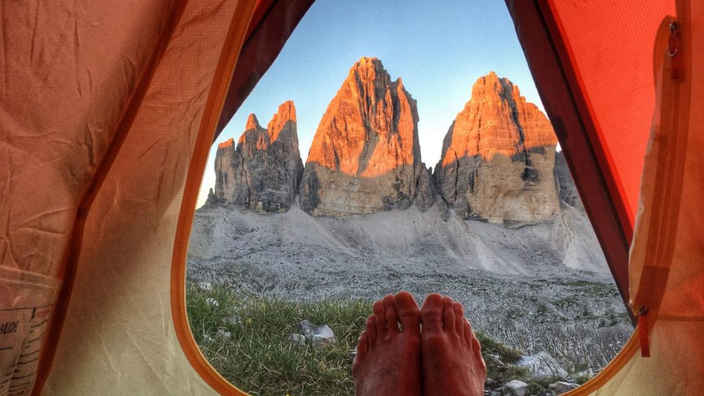 Camping in a mountain area